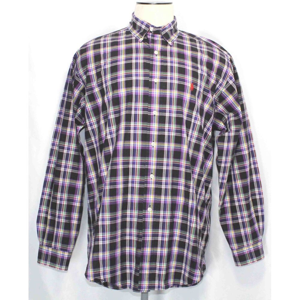Ralph Lauren‎ Classic Fit Button Down Plaid Cotton Shirt Mens Size Large